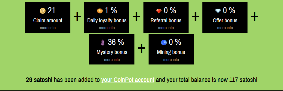 Divers bonus sont automatiquement appliqués a vos gains.