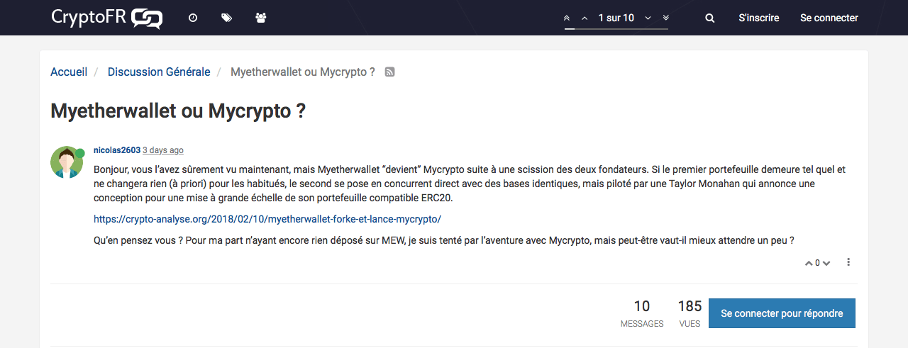 Screenshot question MEW ou MyCrypto