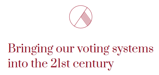 Le slogan d'Agora : "Faire entrer nos systèmes de vote dans le XXIe siècle"