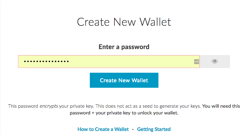 MEW create new wallet