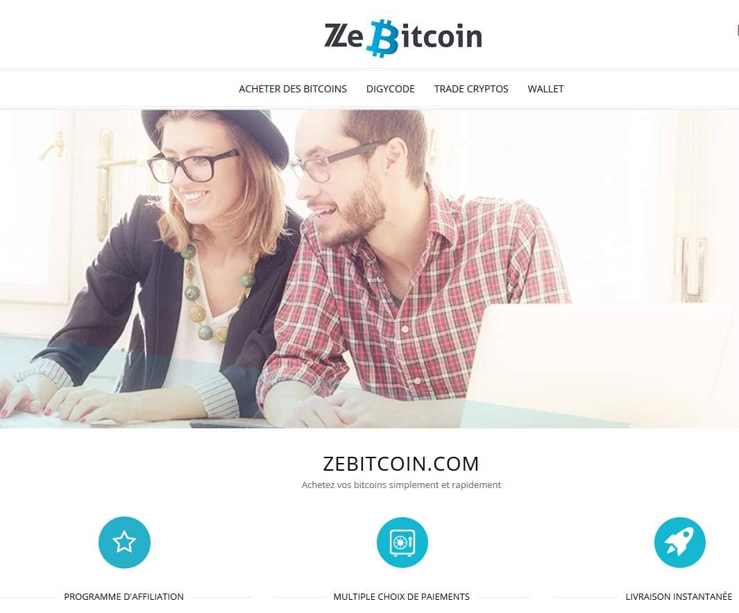 page d'acceuil ZeBitcoin
