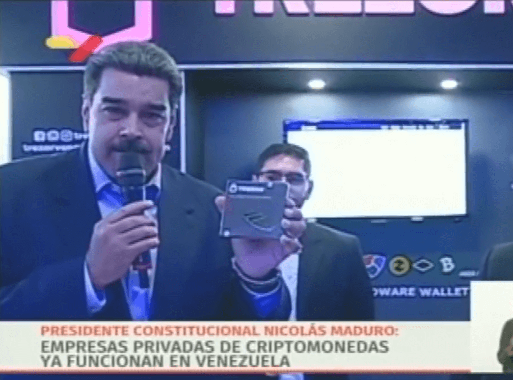 Le hardware wallet Trezor présenté par le président du Venezuela