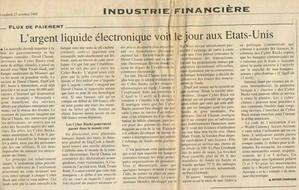 Article eCash Antoine Champagne 1995