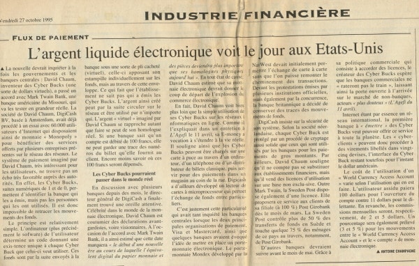 Article eCash Antoine Champagne 1995