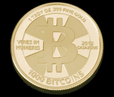 Pièce Casascius or 1000 bitcoins BTC