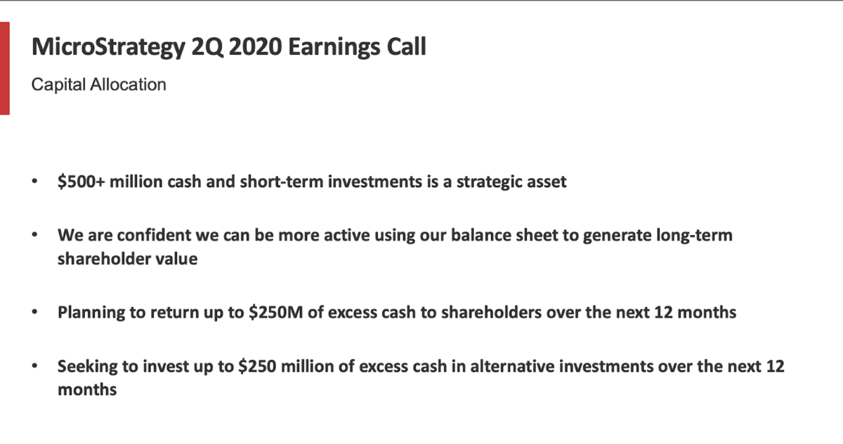 MicroStrategy's 2Q 2020 Earnings Call
