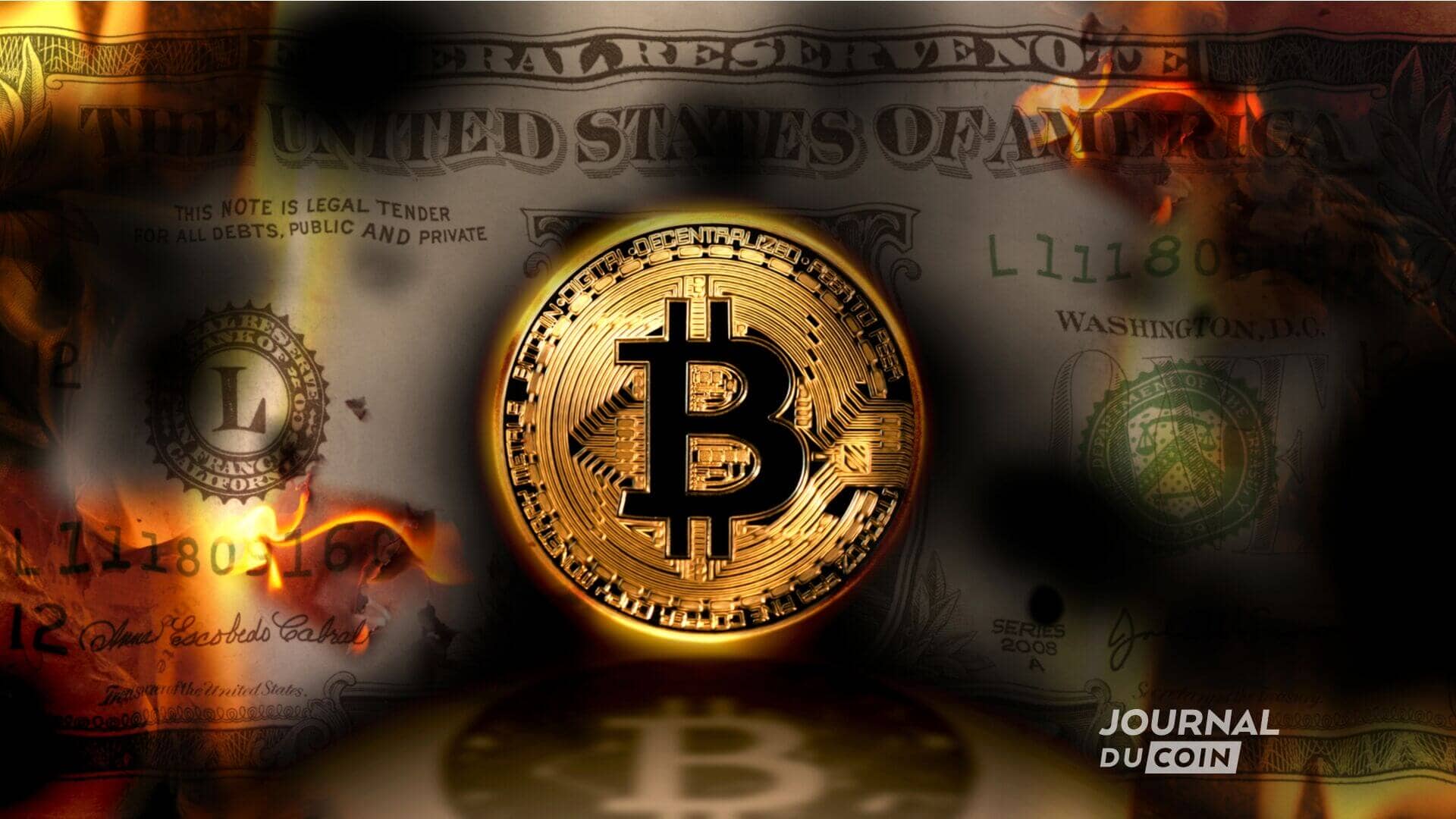 Bitcoin face au dollar en feu.