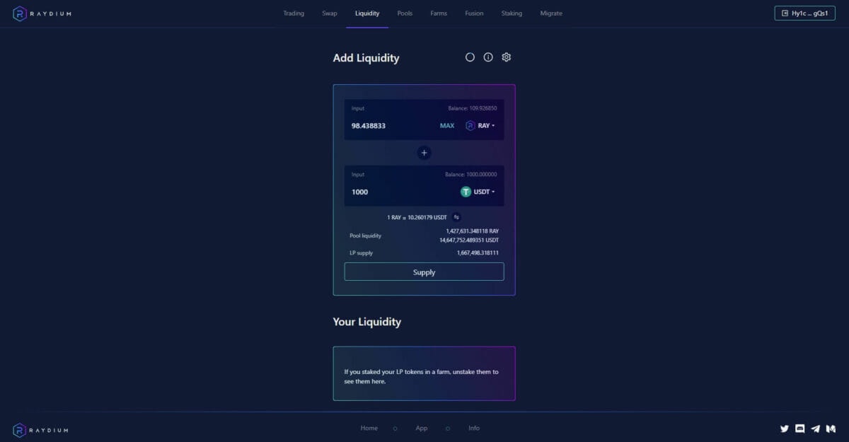 Raydium - Ajouter des liquidités