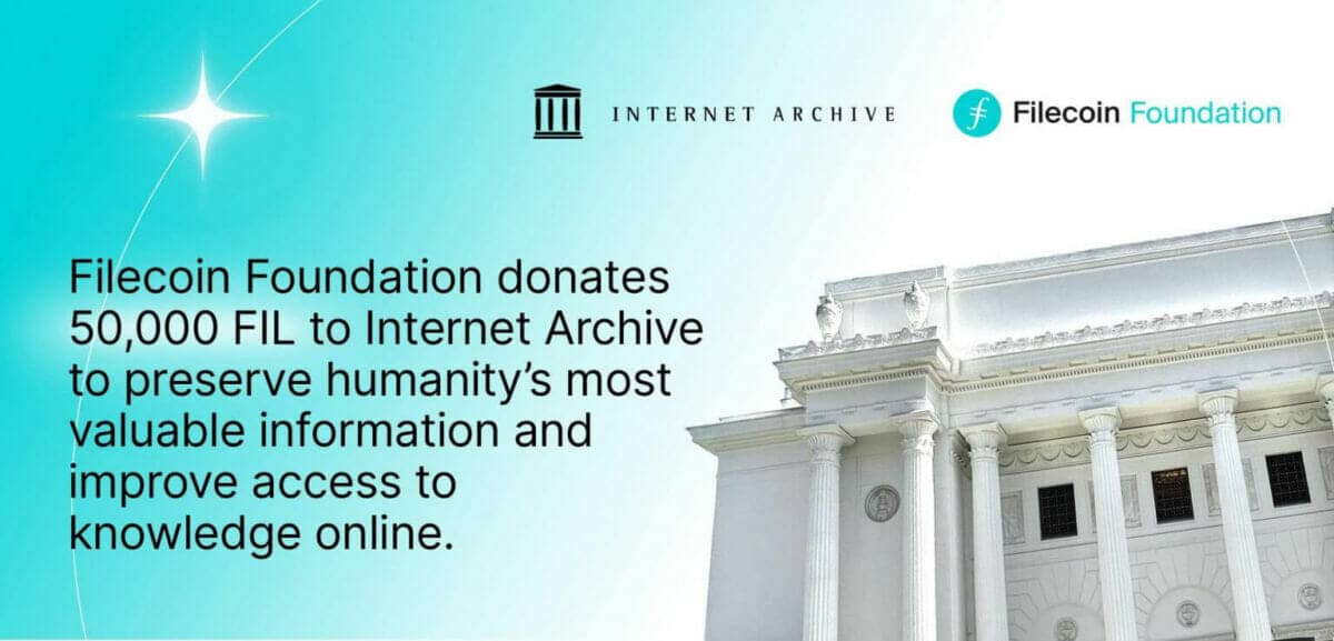 Filecoin Foundation et son don de 50 000 FIL à la Internet Archive