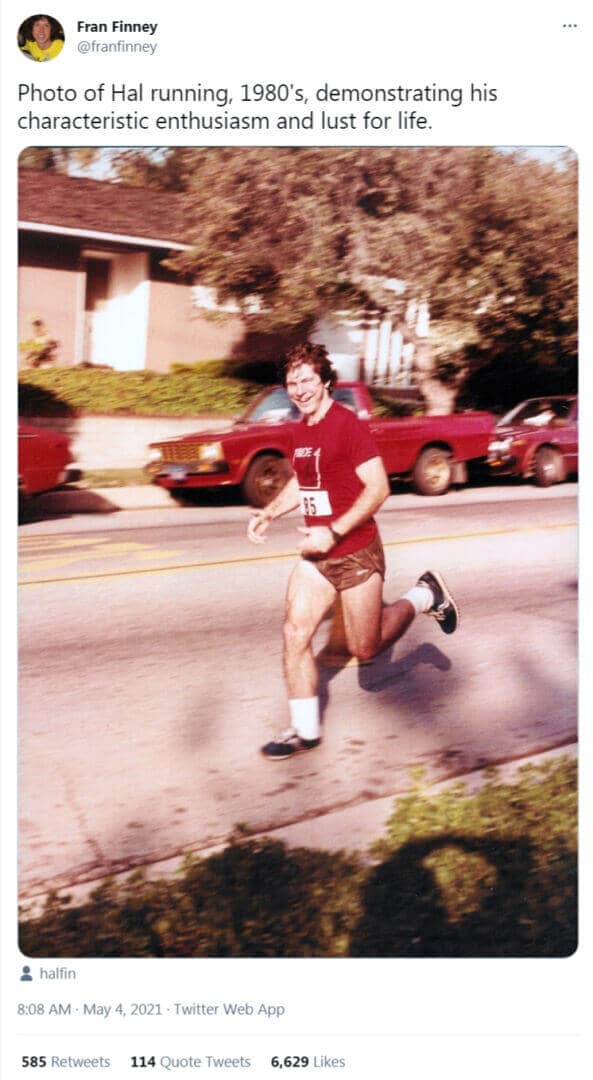 Hal Finney, de son vivant courant un marathon en 1980