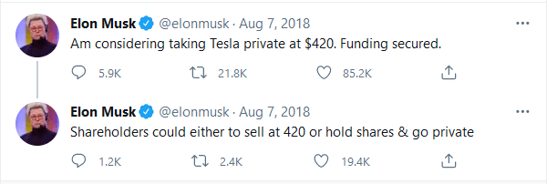 Déclarations litigieuses d'Elon Musk sur Twitter en 2018