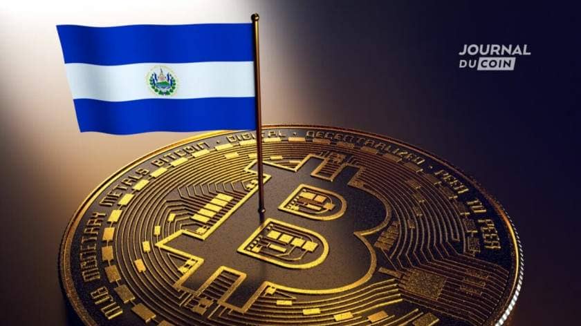 Le drapeau salvadorien avec Bitcoin