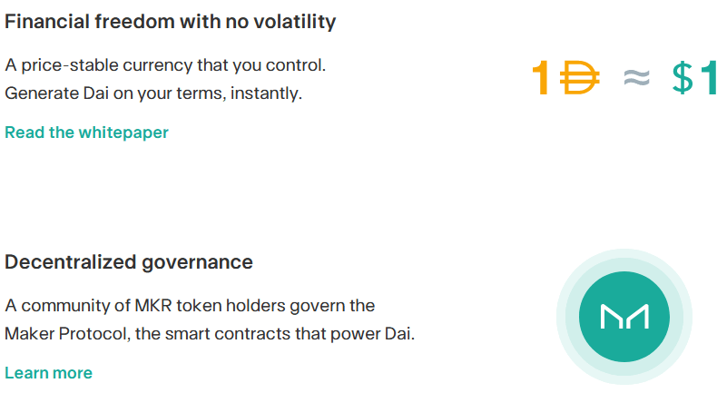 Das Wertversprechen von MakerDAO, dem Pionier der dezentralen Finanzierung, der vorschlägt, neu geschaffene DAIs durch Einzahlung von Ether zu leihen
