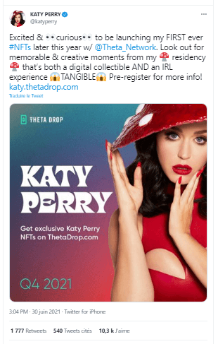 Publication de Katy Perry - Source : Twitter