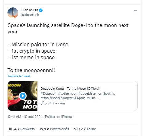 Le Dogecoin to the Moon : bientôt des publicités spatiales payées en DOGE grâce à SpaceX et Geometric Energy Corporation