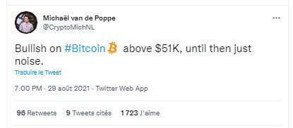 Le trader Michaël van de Poppe ne sera haussier sur Bitcoin que lorsque son prix dépassera les 51 000 $.