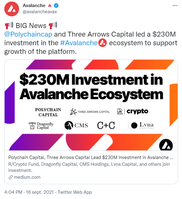 230 millions dans la DeFi d'Avalanche