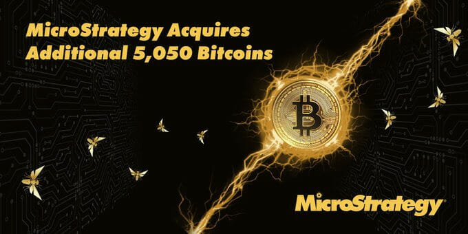 Publication Twitter de Michael Saylor annonçant l'achat de 5 050 bitcoins (BTC) supplémentaires par MicroStrategy