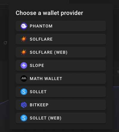 Choisissez votre wallet Solana préféré et connectez-vous à Sonar Watch !