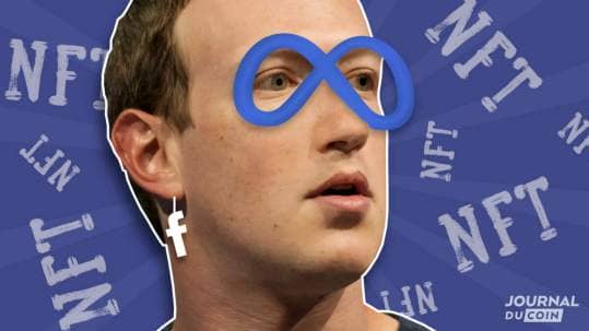 Photo montage of Marck Zuckerberg wearing glasses in the shape of an infinity sign, the Meta logo, Facebook's metaverse counterpart.