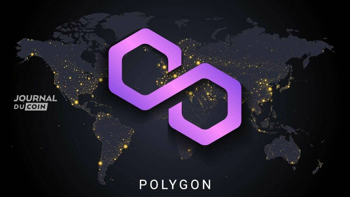 Le logo de Polygon est représenté au-dessus de la carte du monde