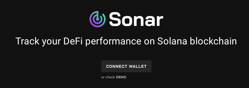 La page d'accueil de Sonar Watch pour connecter son wallet