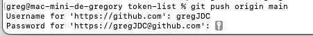 Fournissez votre mot de passe GitHub pour vous connecter en CLI