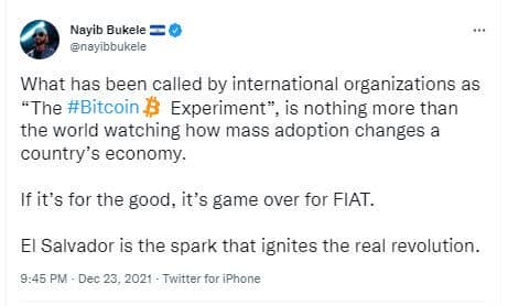 Response from Nayib Bukele, President of El Salvador, to critics of bitcoin (BTC).