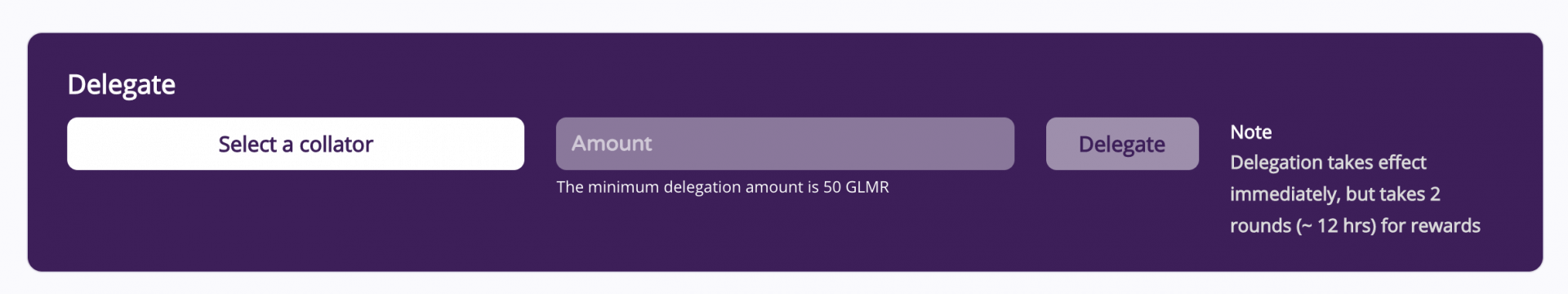 Capture d'écran de la fenêtre pour sélectionner un validateur, inscrire la somme que l'on souhaite miser et enfin valider.