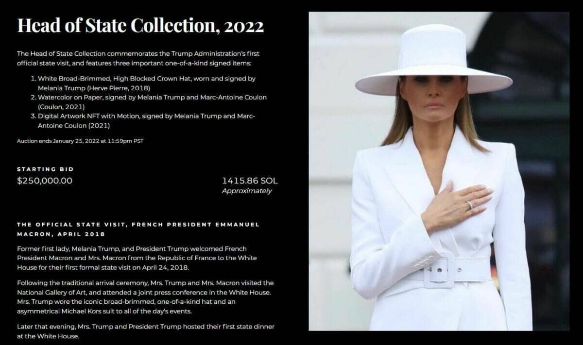 New collection of NFT by Melania Trump