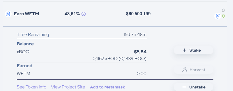Staking von BOO Token SpookySwap