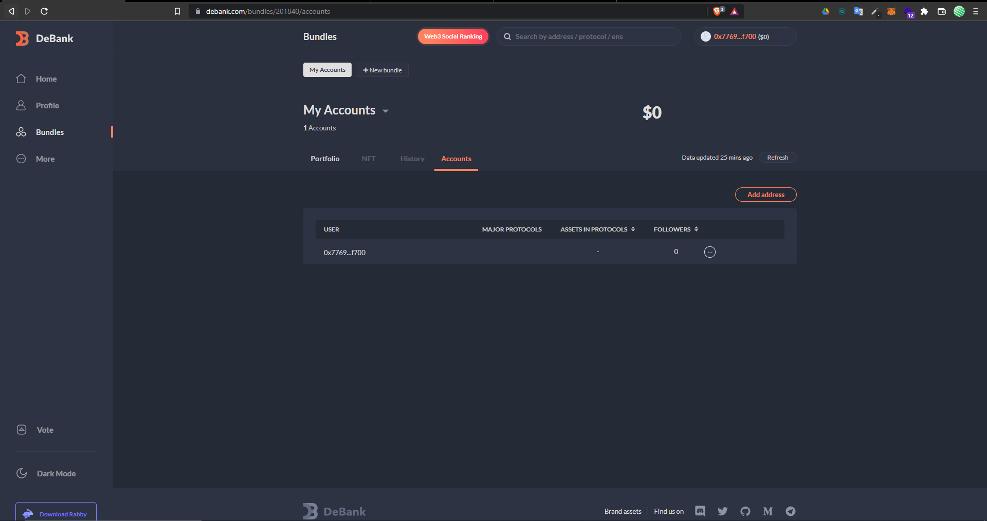Capture d'écran de la partie "Bundles" qui permet de les modifier.