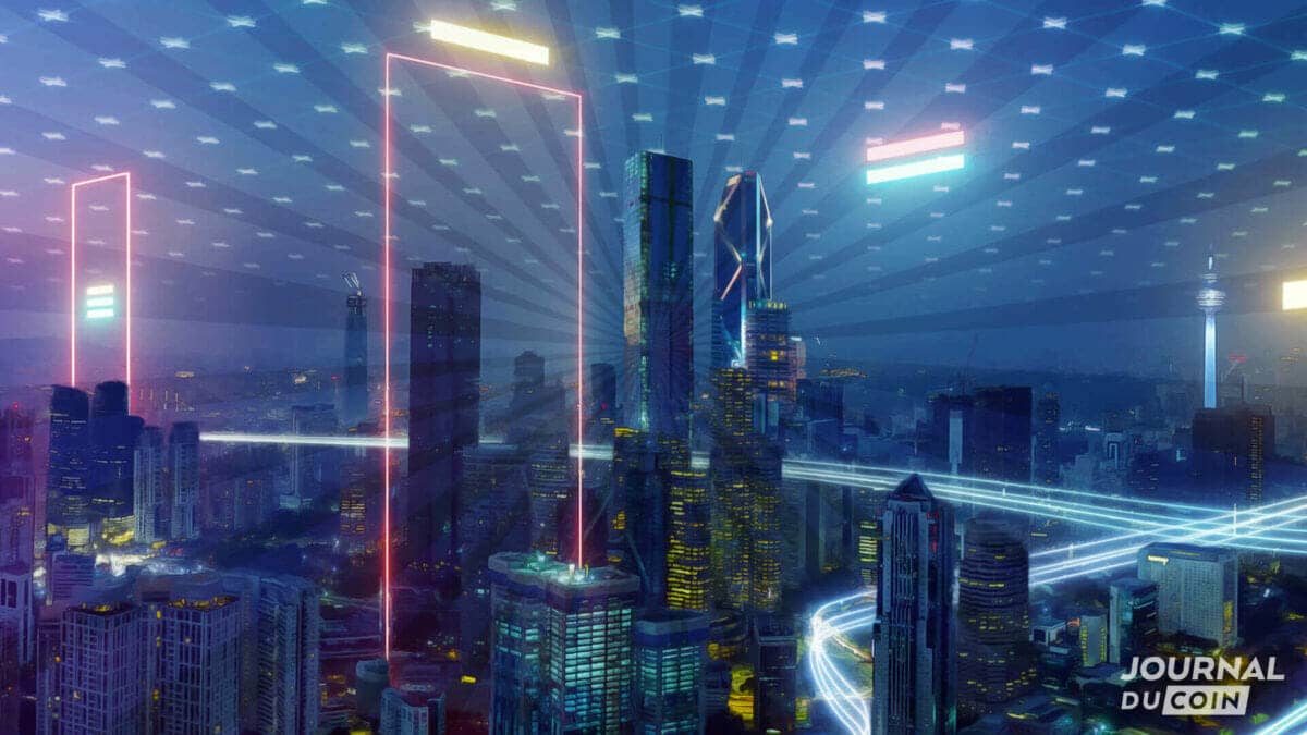 Einblick in eine virtuelle Stadt in der Metaverse