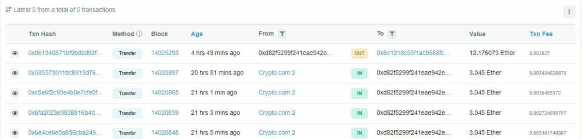 Virements ETH suspects suite à un probable hack sur Crypto.com