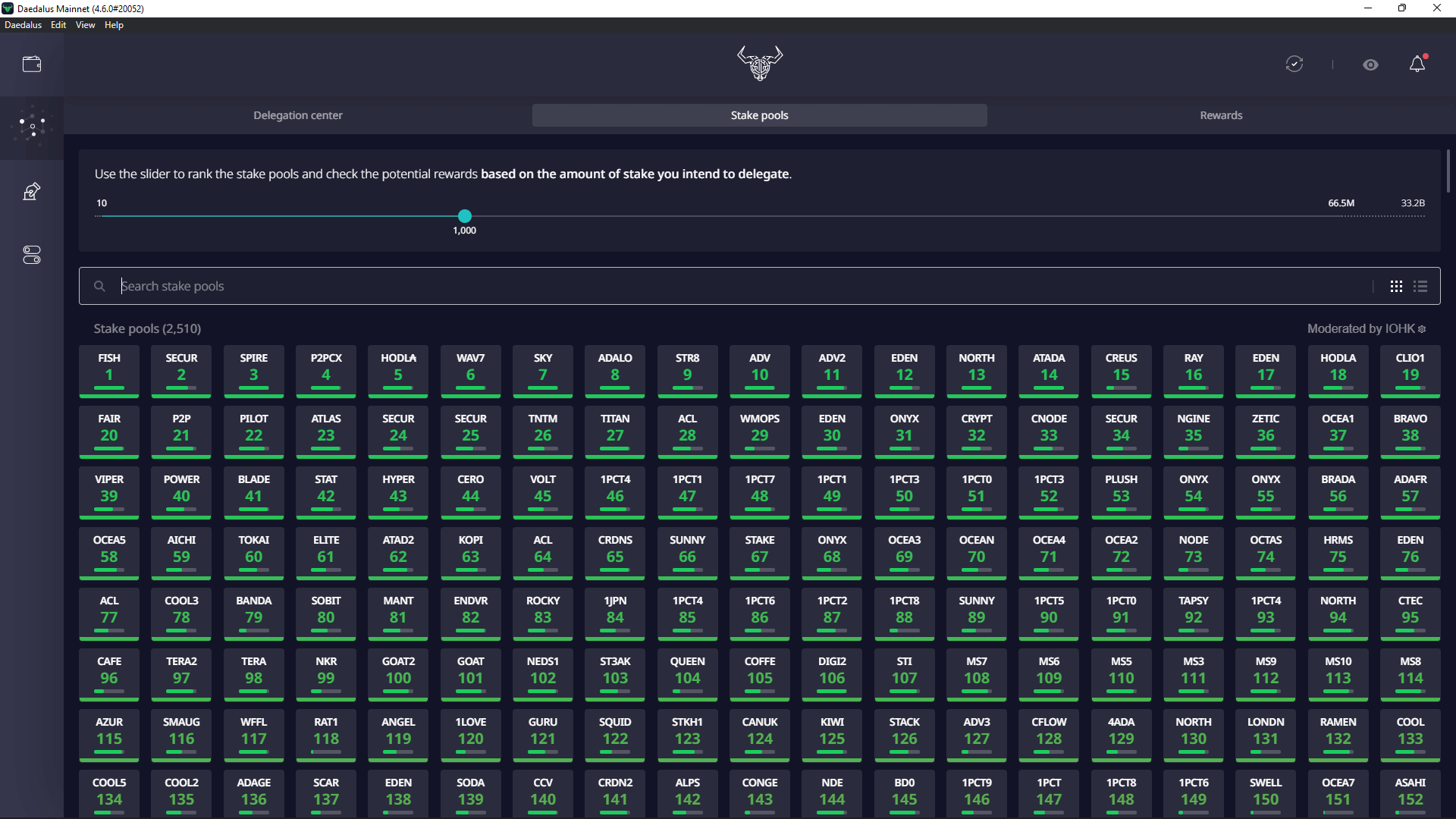 fonctionnalité Daedalus Wallet stake pool
