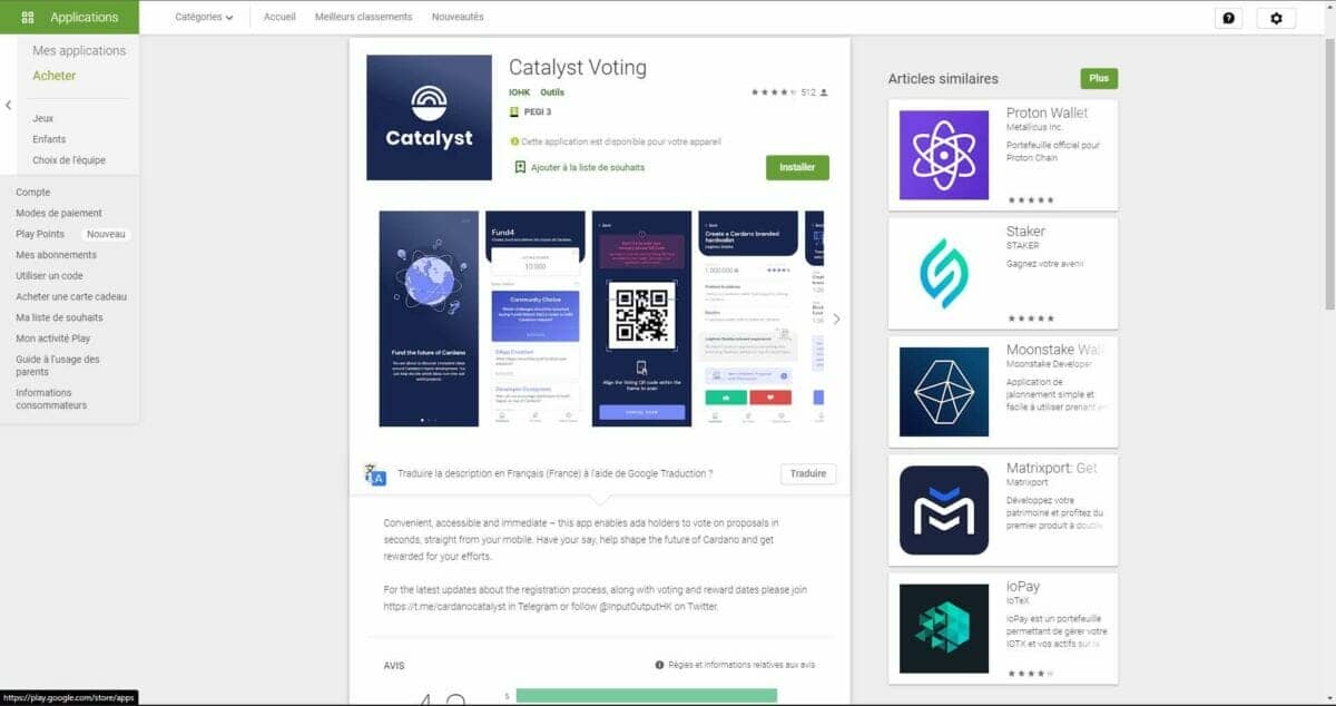 fonctionnalité Daedalus Wallet télécharger application Catalyst Voting