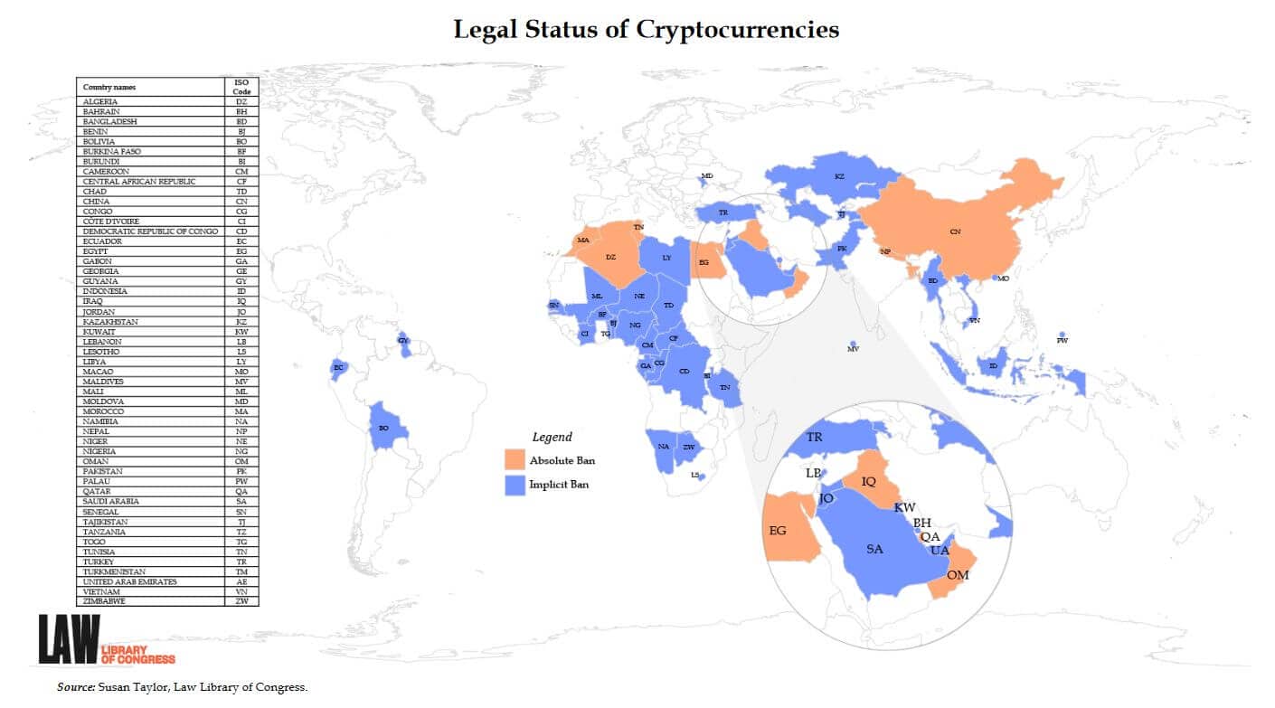 Chine et autres pays interdiction explicite et implicite cryptomonnaies