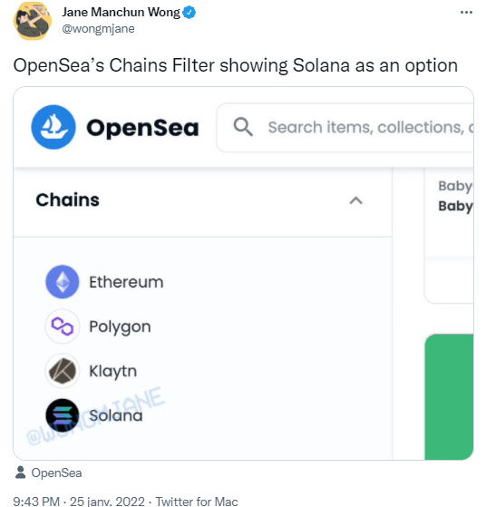 Solana bientôt sur OpenSea ?