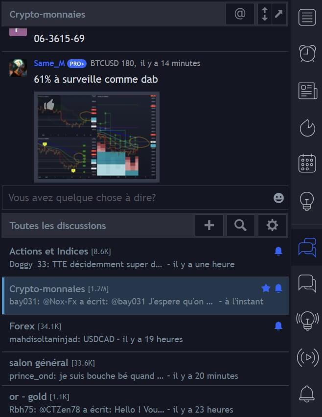 Echanges avec la communauté TradingView