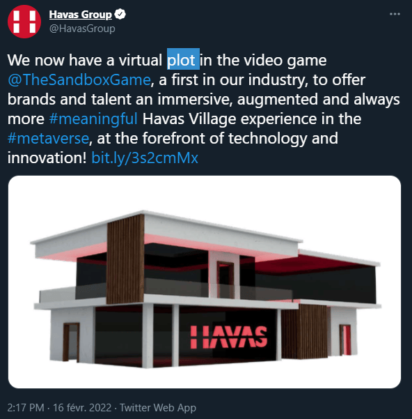 Tweet de Havas Group annonçant leur acquisition 