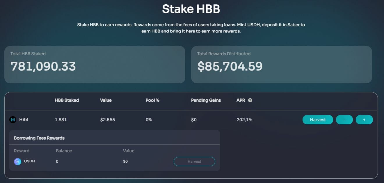 Le staking de HBB permet de toucher un rendement compris ntre 150% et 200% sur ses HBB.