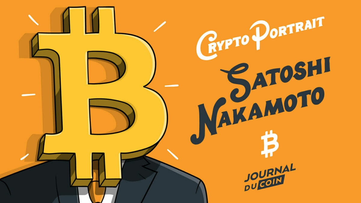 Portrait de Satoshi Nakamoto, l'inventeur mystérieux du bitcoin.