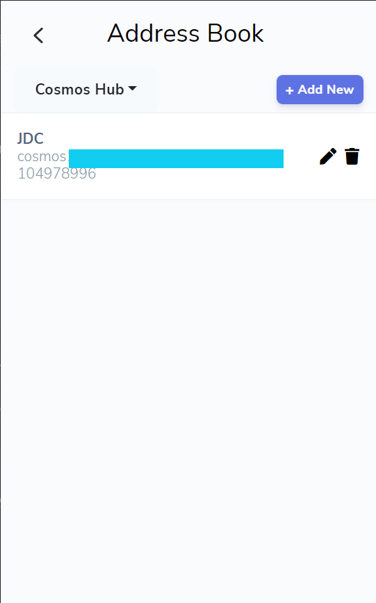 Répertoire de vos adresses enregistrées dans le wallet Keplr