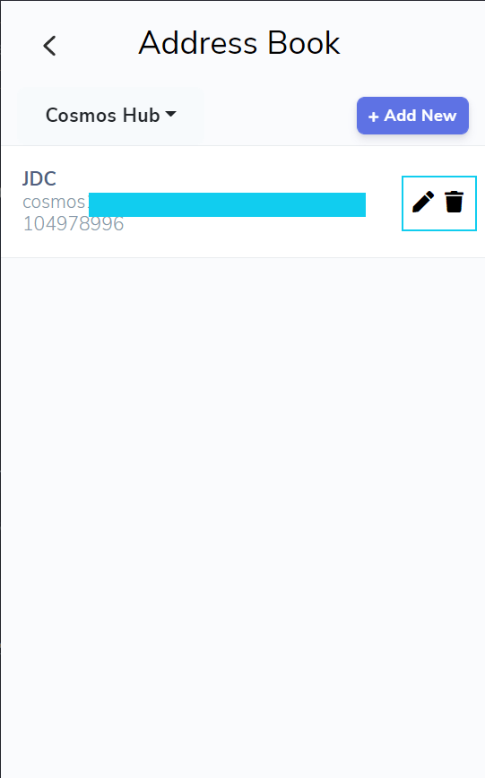 Les icones à droite de l'adresse vouspermettent soit de la modifier, soit de la supprimer.