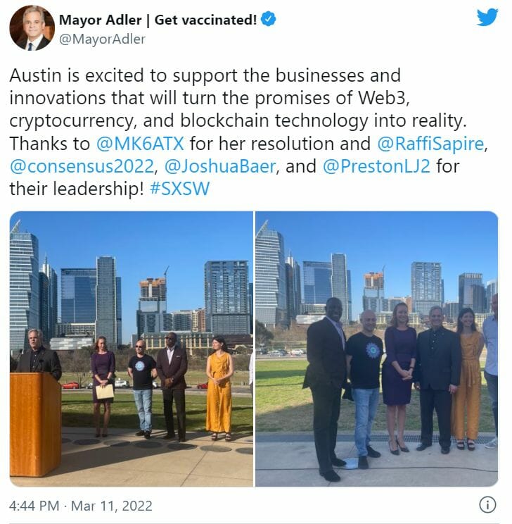 Le maire d'Austin au Texas est un véritable précurseur dans l'utilisation de la technologie blockchain pour sa ville et ses administrés.