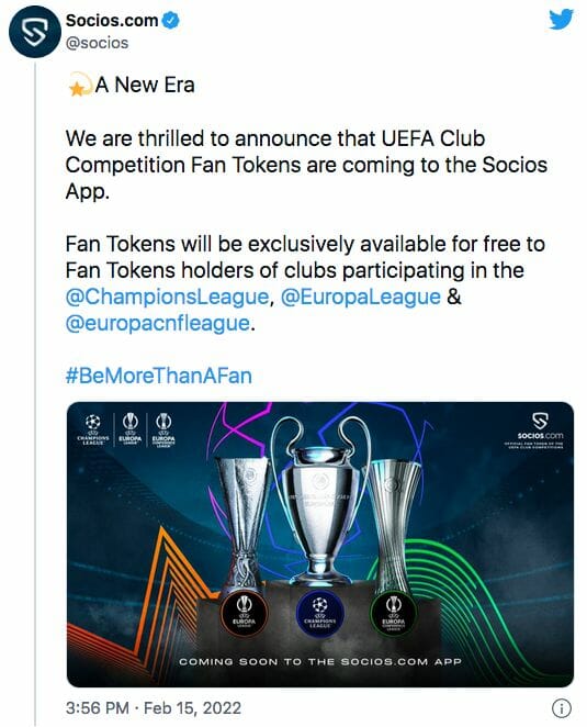 Socios annonce son partenariat avec l'UEFA