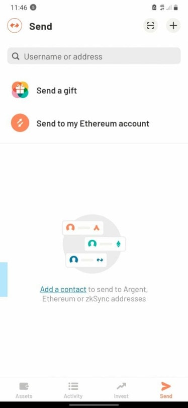 «Send» vous permet d'envoyer des cryptomonnaies à un autre utilisateur.