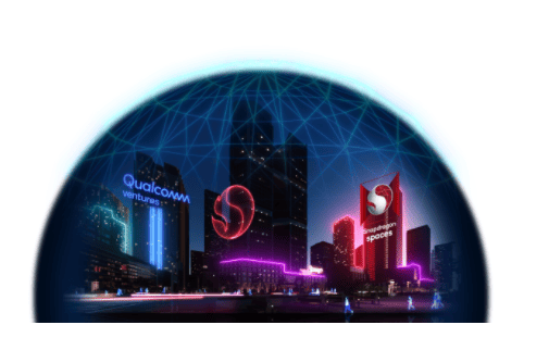 Projection du métavers imaginé par Qualcomm dans lequel Qualcomm Ventures et Snapdragon Metaverse Fund feraient partie du même quartier d’affaires. 