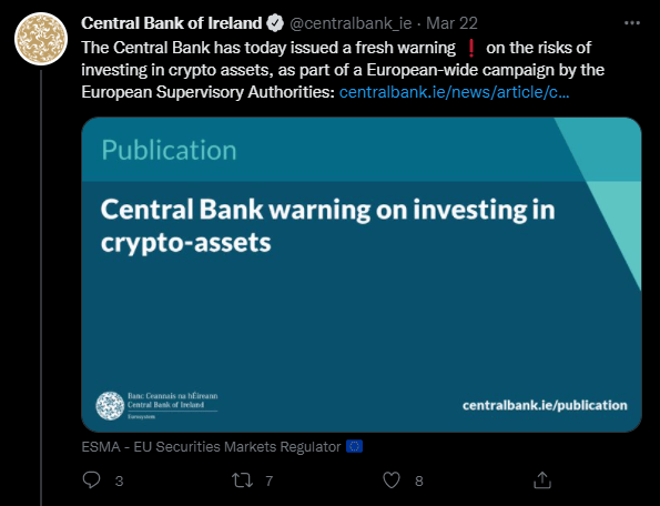 L’avertissement de la Banque centrale d’Irlande s’inscrit dans une campagne menée par les autorités de surveillance européenne. 