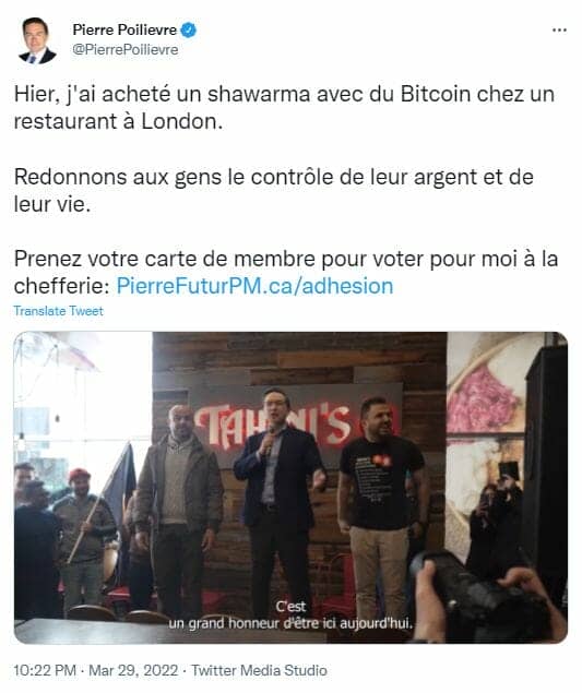 Pierre Poilievre futur Premier ministre du Canada grâce à l'argument électoral de... Bitcoin !?
